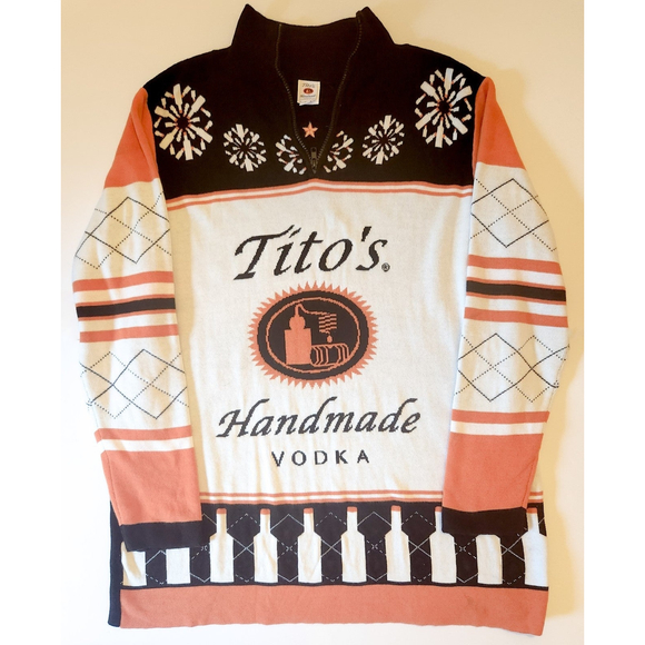 Tito's Other - Titos Vodka Sweater 1/4 Zip Holiday Christmas Austin Texas